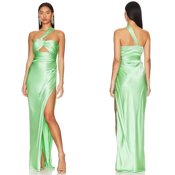 The Sei Asymmetrical Bandeau Asymmetrical One Shoulder Silk Gown NWT Mint Green - Picture 1 of 7